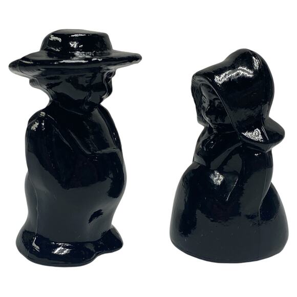 Eli & Sarah Figurines Amish Children Couple Boyd Art Glass 2001 Black - Picture 2 of 7